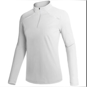 Women's White Long Sleeve Top Breathable NWT NEW L Large Quarter Zipper